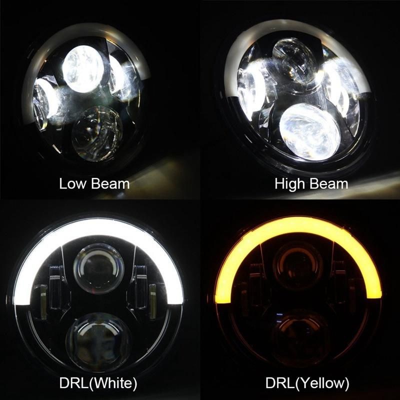 7" 40W HID LED Projector Headlights H4 H13 Hi/Lo Beam 12V 24V 7 Inch Round Head Lamp for Jeep Wrangler