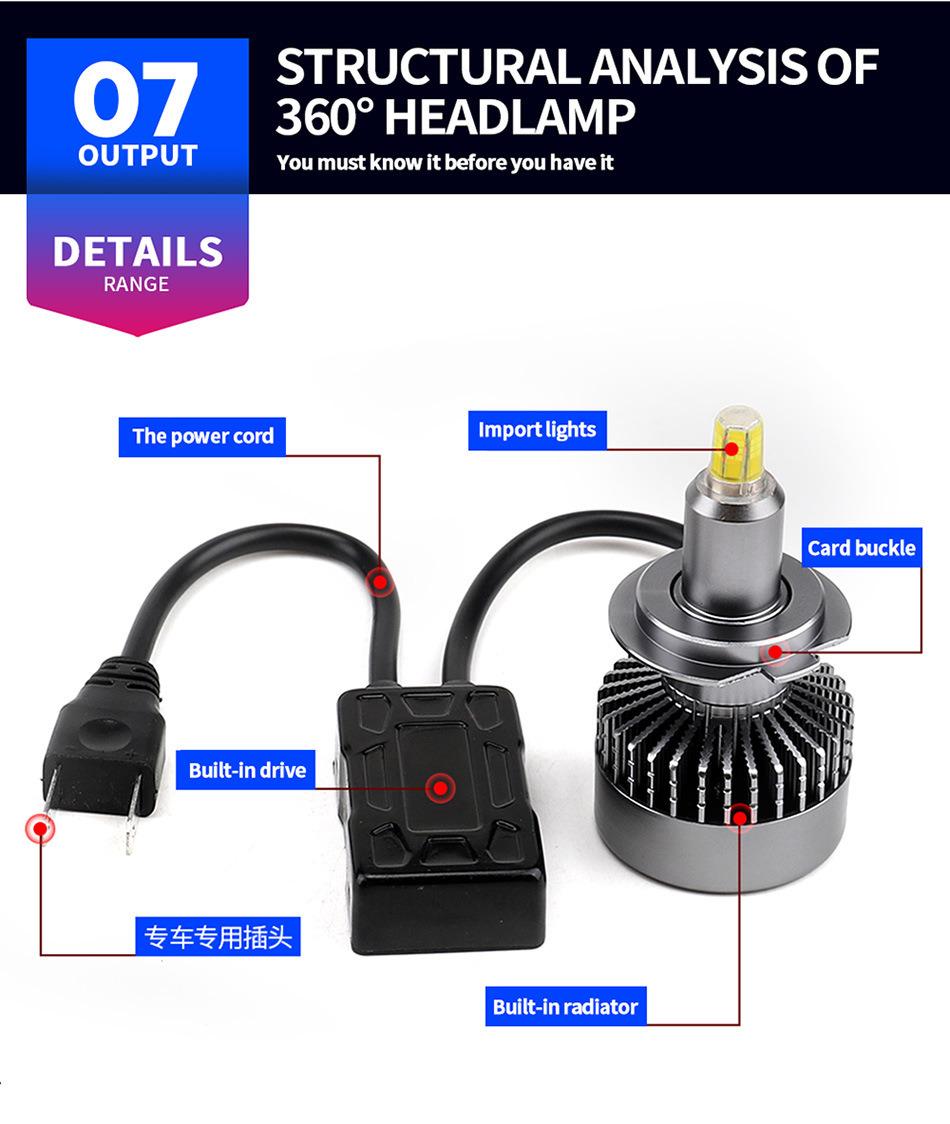 Lmusonu 360 LED Headlight 6 Sides 8 Sides High Bright 55W 10000lm H1 H3 H7 H8 H11 9005 9006 9012