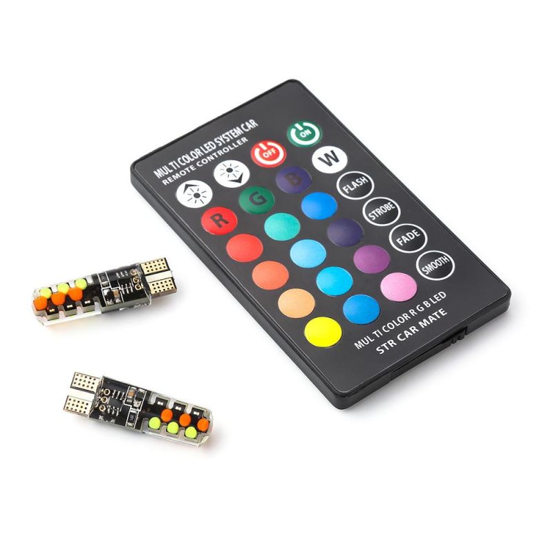 T10 RGB LED COB Colorful Flash Remote Control Indicator Light Bulb Remote Control Car Width Light Strobe Light Atmosphere Light