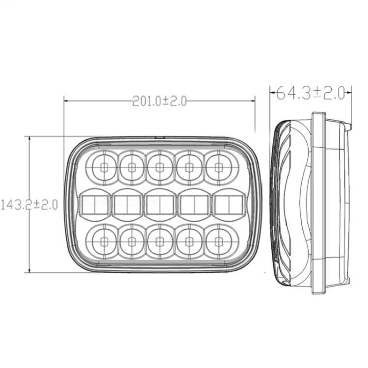 45W 7X6 LED Sealed Beam Headlamp with High Low Beam for Jeep Wrangler Yj Cj 5X7 Inch LED Headlight