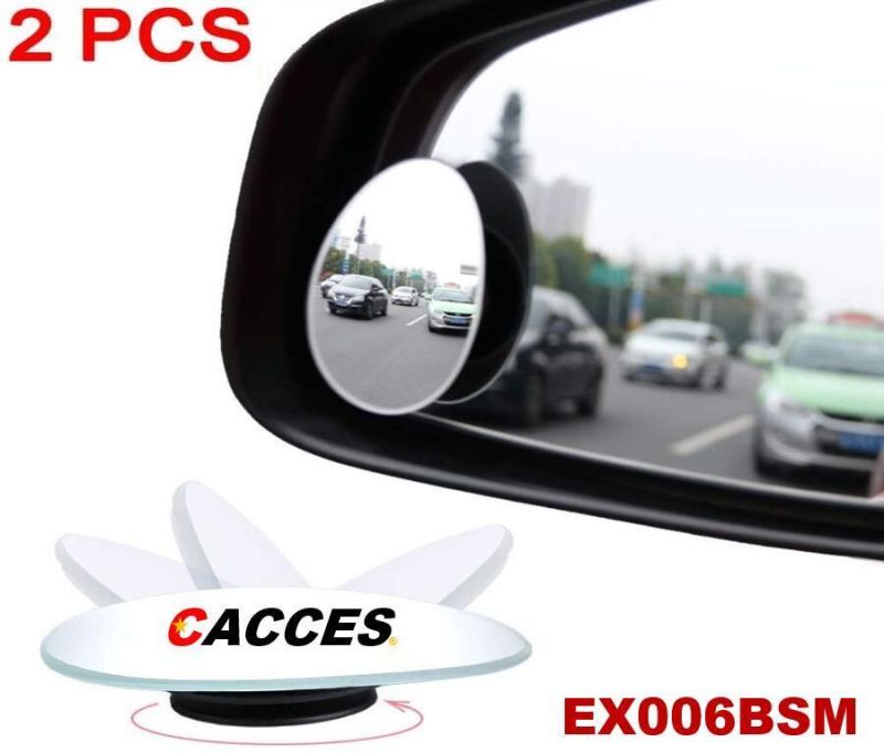 Car Side Convex Anti-Glare Blue Mirror 360 Rotate Car Blind Spot Mirror Round Glass Frameless Wide Angle Rearview Mirror Sway Adjustable Car Accessories Supply