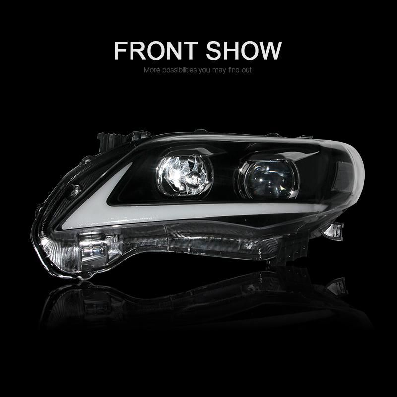 Toyota Corolla Headlight 2011 2012 2013 LED DRL Projector Headlights Angel Eyes Assembly