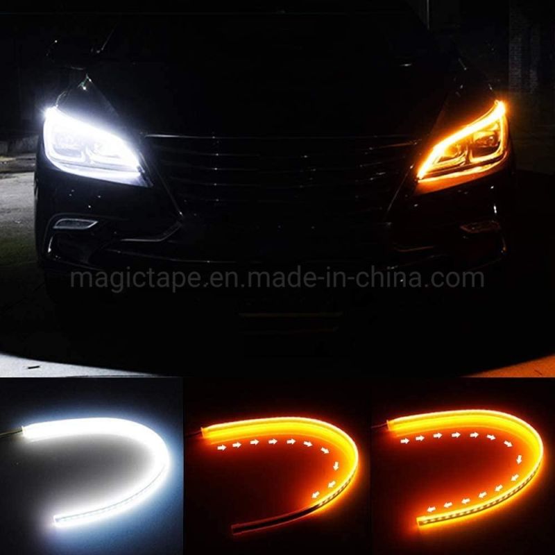 Yellow Blue Daytime Running Lights Turn Signal Flowing Light Guide Strip DRL Flexible Car LED Light Strip for Headlight