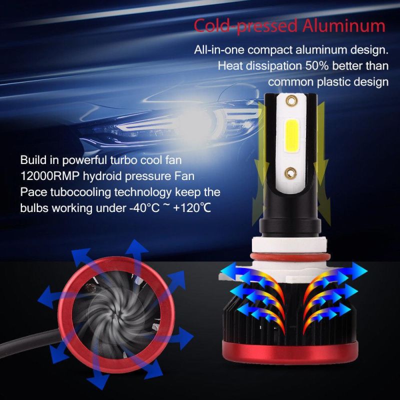 P6 Car LED Headlight Bulbs Dob Chip 100W/Pair 20000lm/Set 6500K H4 H7 H11 9005 9006 Auto Fog Lights Car Styling