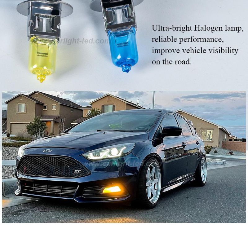 H3 Halogen Headlight Bulb with Super White Light Pk22s 12V/55W 5000K