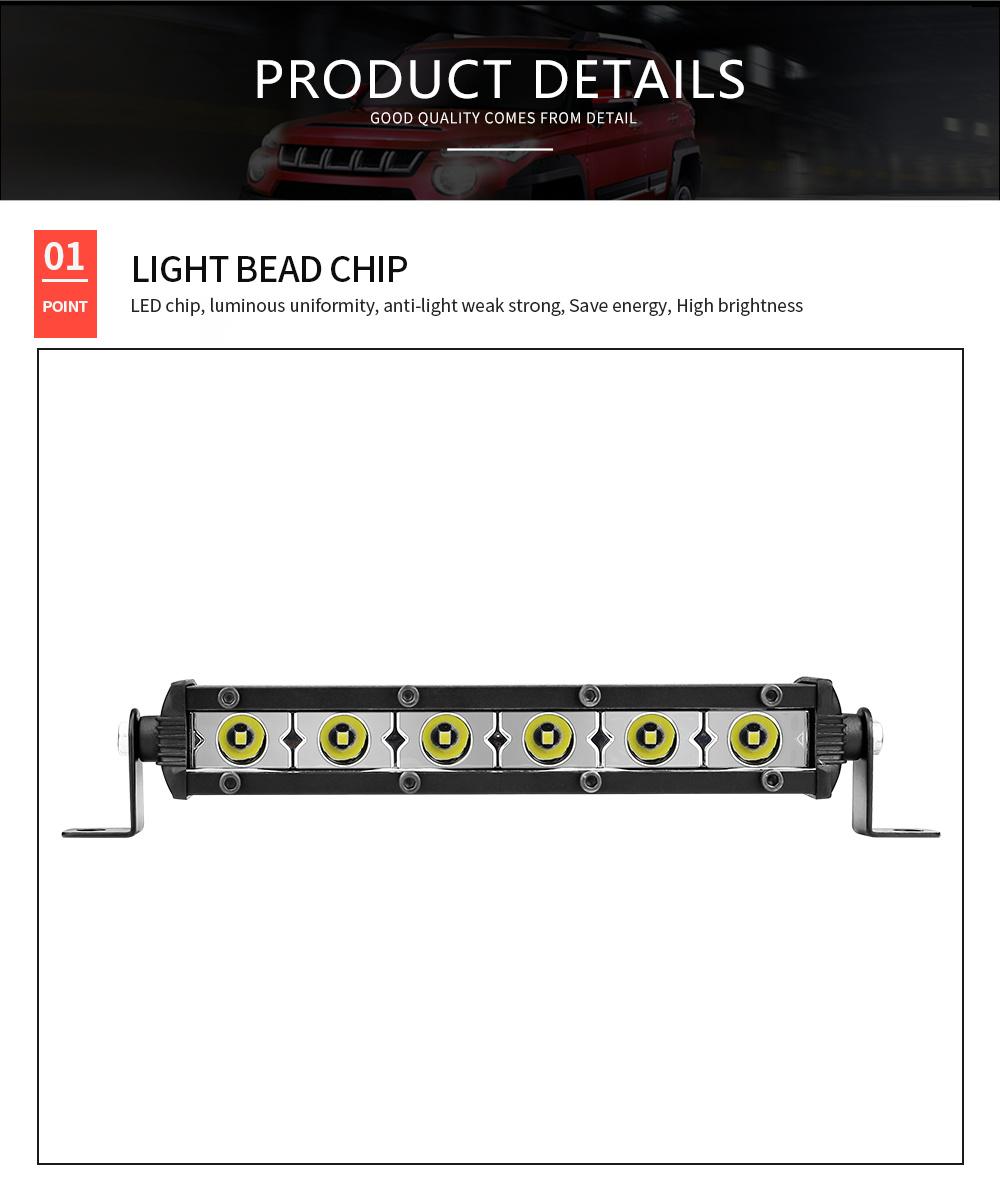 Dxz Single Row 3030 Light Bar 18W 6LED 6000K 12-24V Work Light Auto Parts Car Accessories Spotlight