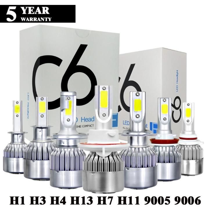 Manufacturing Price C6 H1 H3 LED Headlight H7 LED Car LED Lights H11 9005 Hb4 9006 H13 6000K 72W 12V 7200lm Auto Lamps