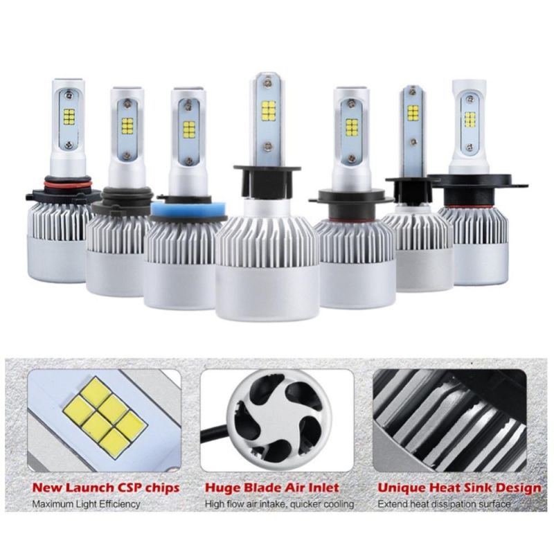 Factory Wholesale S2 H4 LED Auto Light 12V 24 LED Car Light 9004 9007 LED Headlight 6000K