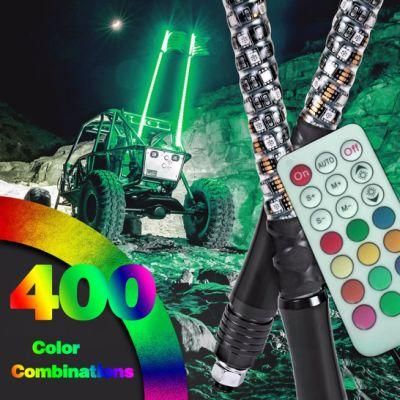 ATV UTV Buggy Truck Brightness Spiral Quick Release IP68 12V Bluetooth RGB Color Safety Lighted Flag LED Antenna Flag Pole