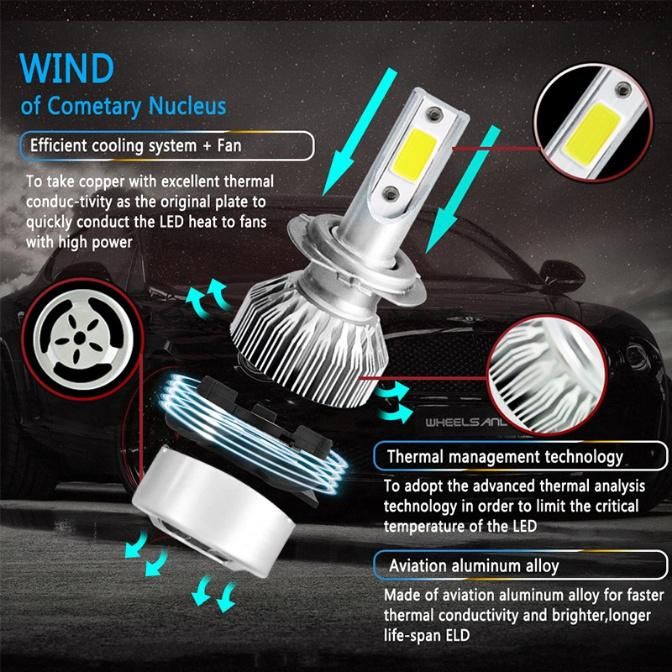 C6 H4 LED H7 H11 LED H1 Auto Car Headlight 50W 8000lm 6000K 9005 Hb3 9006 Hb4 Automobile Headlight All in One COB Lamp