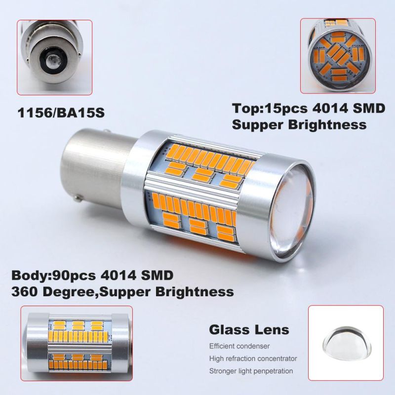 So. K T20 7440 W21W LED Bulbs 4014 105SMD LED Canbus No Error 1156 Ba15s P21W Bau15s Py21W LED Lamp for Turn Signal Light