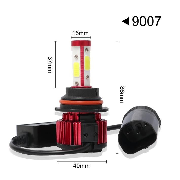 X6 2PCS 4 Sides H4 LED H7 Car Headlight Bulb Hb3 Hb4 5202 H13 9004 H11 LED Headlight 6500K 8000lm 360 Degree Autolamp Bulb