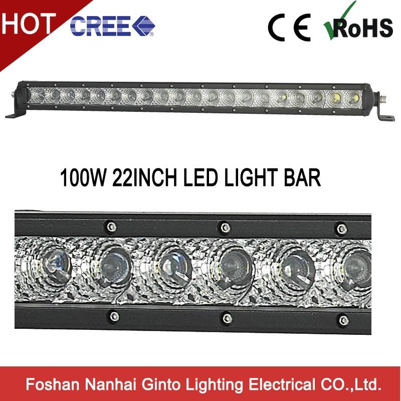 Slim Profile 12V/24V Single Row CREE 100W 22inch 4X4 LED Light Bar for Car Auto 4X4 Offroad