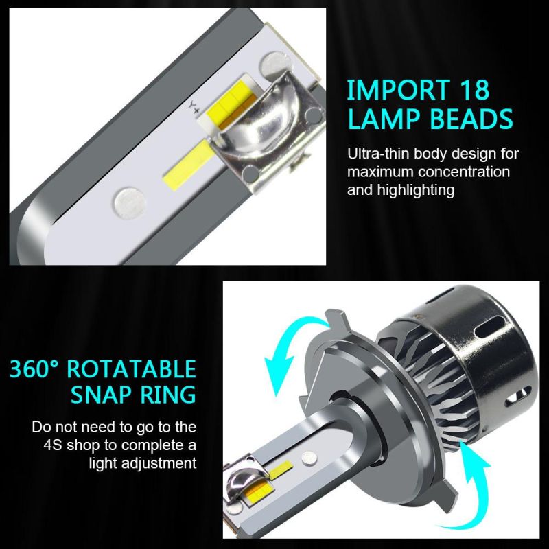 Three Color Temperature Smart Car LED Headlight Super Bright Far and Near Light Two Color LED Headlight H1 H3 H7 H11 9005