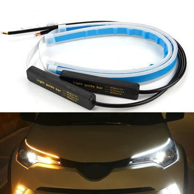 2xu Car DRL LED Daytime Running Light White Turn Signal Yellow Guide Bar Light Bar