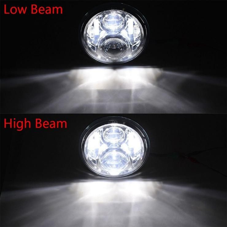 Ce Emark Angel Eye DRL Dual White Amber Halo High Low Beam 7 Inch Round LED Car Headlight