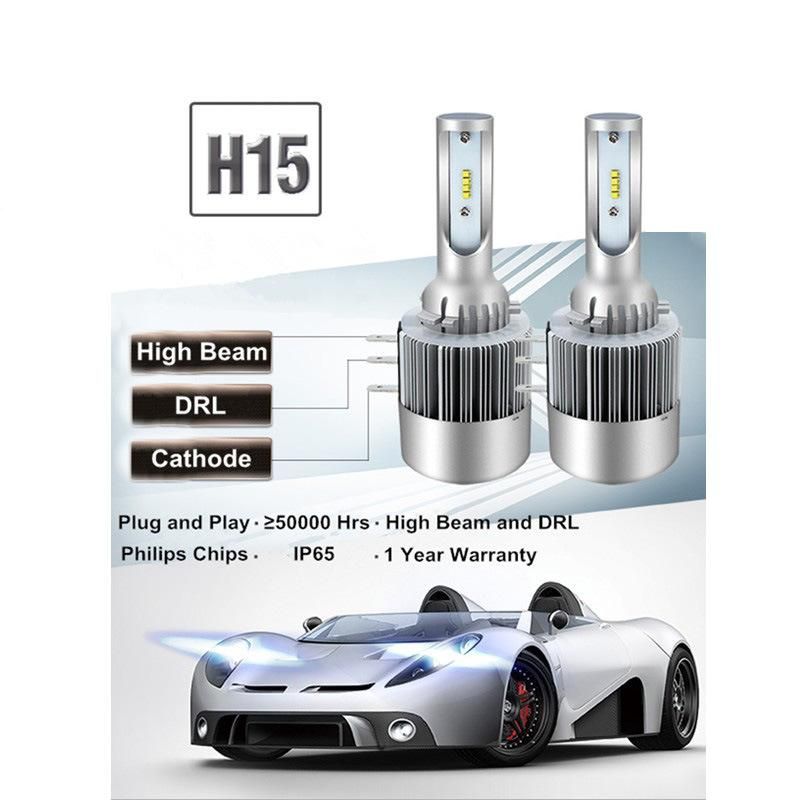 Canbus Car LED H15 Headlight Bulbs 12000lm 6000K Day Time Running Lights Replace for Volkswagen Golf 6/7/Sportsvan