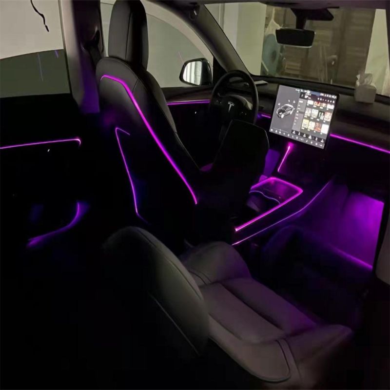 Car Styling Cold Light Ambiance Lamp Line Auto Lights LED RGB Neon Interior Atmosphere Light Strip Tesla Multicolor Atmosphere Lamp