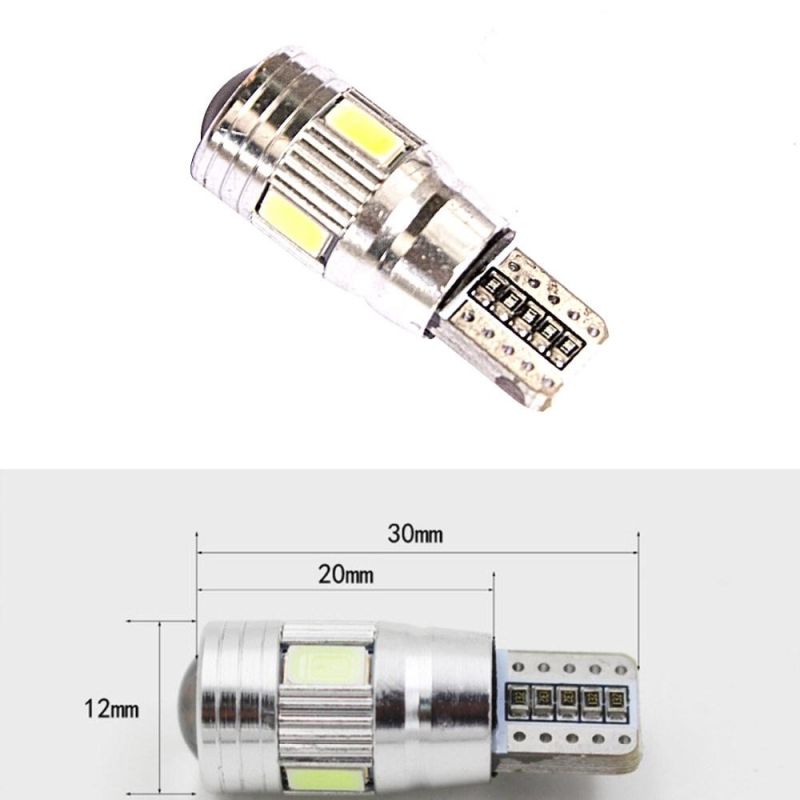 T10 LED W5w 5730 6 SMD 6 LED with Lens LED Light Bulb White Clearance Lights Turn Tail Light 12V Car Light