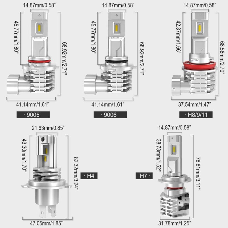 2020 Hot Sale M3 LED Headlight H4 Super Bright White 6000lm Zes Chip Canbus Auto Lamps Car LED 9005 9006 9007 H1 H7 H11 Automobile