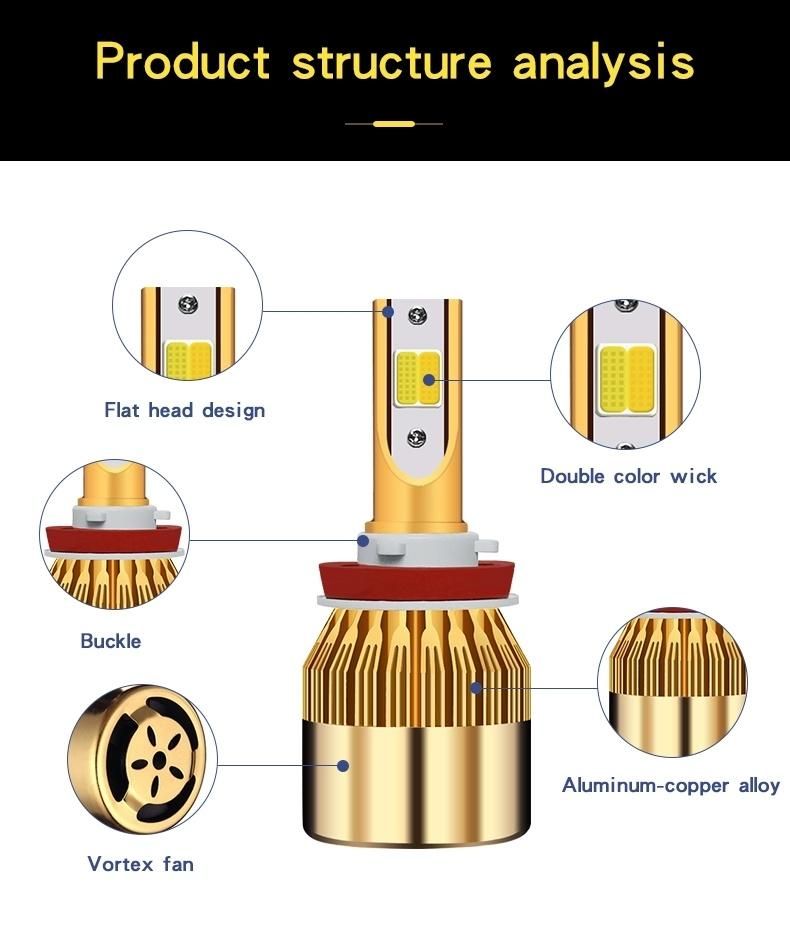 2 PCS Good Price LED Headlight C6 38W 3800lm 3000K/6000K COB Chip 9-32V Two Color H4 H13 9004 H7 H11 LED Car Headlight Fog Lights Bulbs