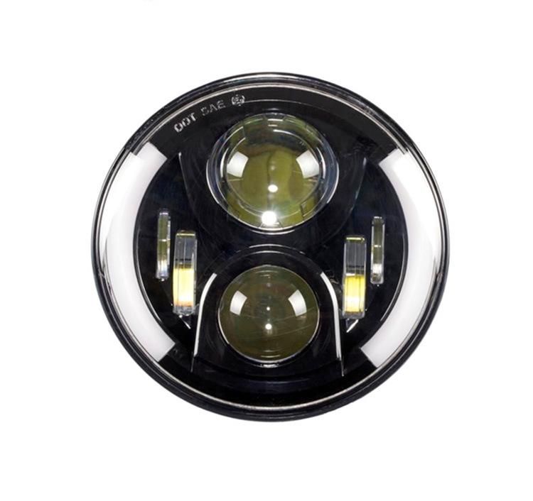 7 Inch Round LED Headlights for Jeep Wrangler Jk Tj Lj Hummer Harley Half Halo Ring 60W 7" Projection Headlight Kit