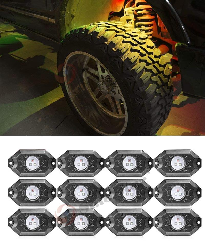 Ss7311235 12 Pods Car RGB LED Rock Decorative Light Bluetooth APP Control Timing Function Music Mode Multicolor Neon Lamps Kit