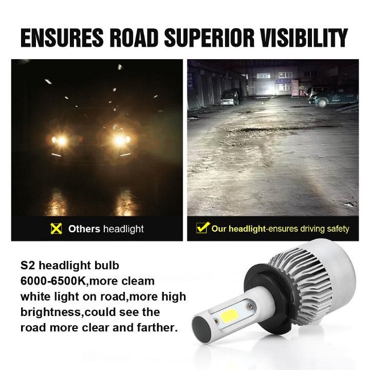 Factory Made Car Headlight Fog Lighting 9007 Hb5 Hi-Lo High Low Beam S2 COB Headlight 6500K 72W 8000lm Auto Headlamp LED Car Lamps