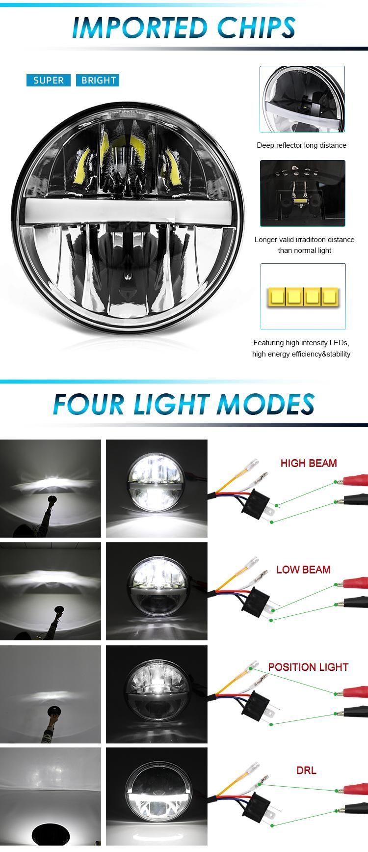 Wholesale High Power Lumen DRL Round 5.75 Inch LED Headlight for Motorcycle