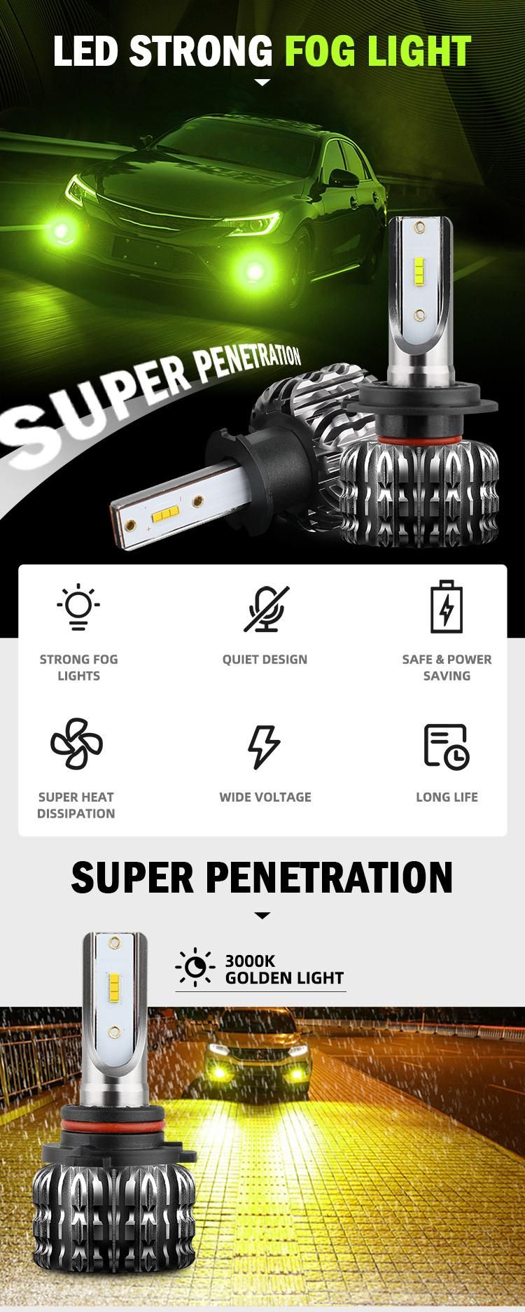 High Lumen Multi Color Auto LED Headlight Bulb, Csp Lamp 880 H1 12V 9006 9005 H11 Car H7 LED H4