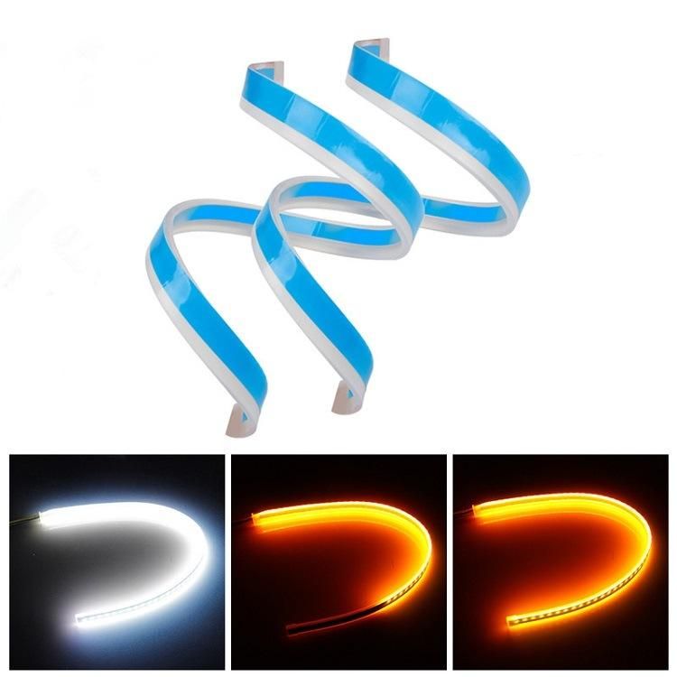 2xu Car DRL LED Daytime Running Light White Turn Signal Yellow Guide Bar Light Bar