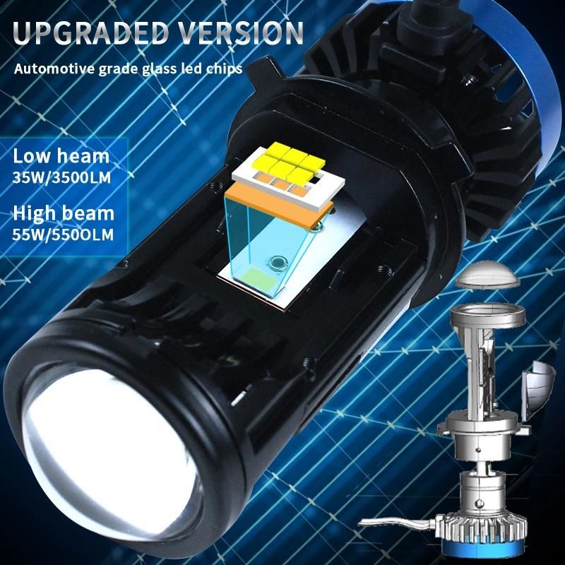 12000lm P6 H4 Bi-LED Projector Lens for Motorcycle Headlights