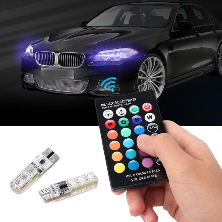 Hot 5050 T10 W5w LED Car Lights LED Bulbs RGB with Remote Control 194 168 501 Strobe LED Lamp Reading Lights White Red Amber 12V