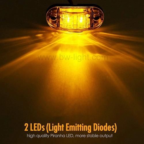 Amber Red 2.5" 2 Diode Oval LED Trailer Truck Clearance Light Side Marker Light