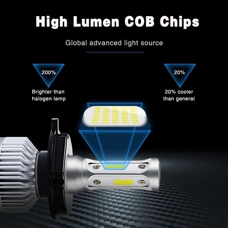 S2 72W 12V 8000lm H1 H3 H7 H11 9005 9006 5202 880 H4 9004 9007 H13 COB Csp LED Headlight 6500K Hi-Lo Beam Car LED Headlights Bulb Head Lamp Fog Light