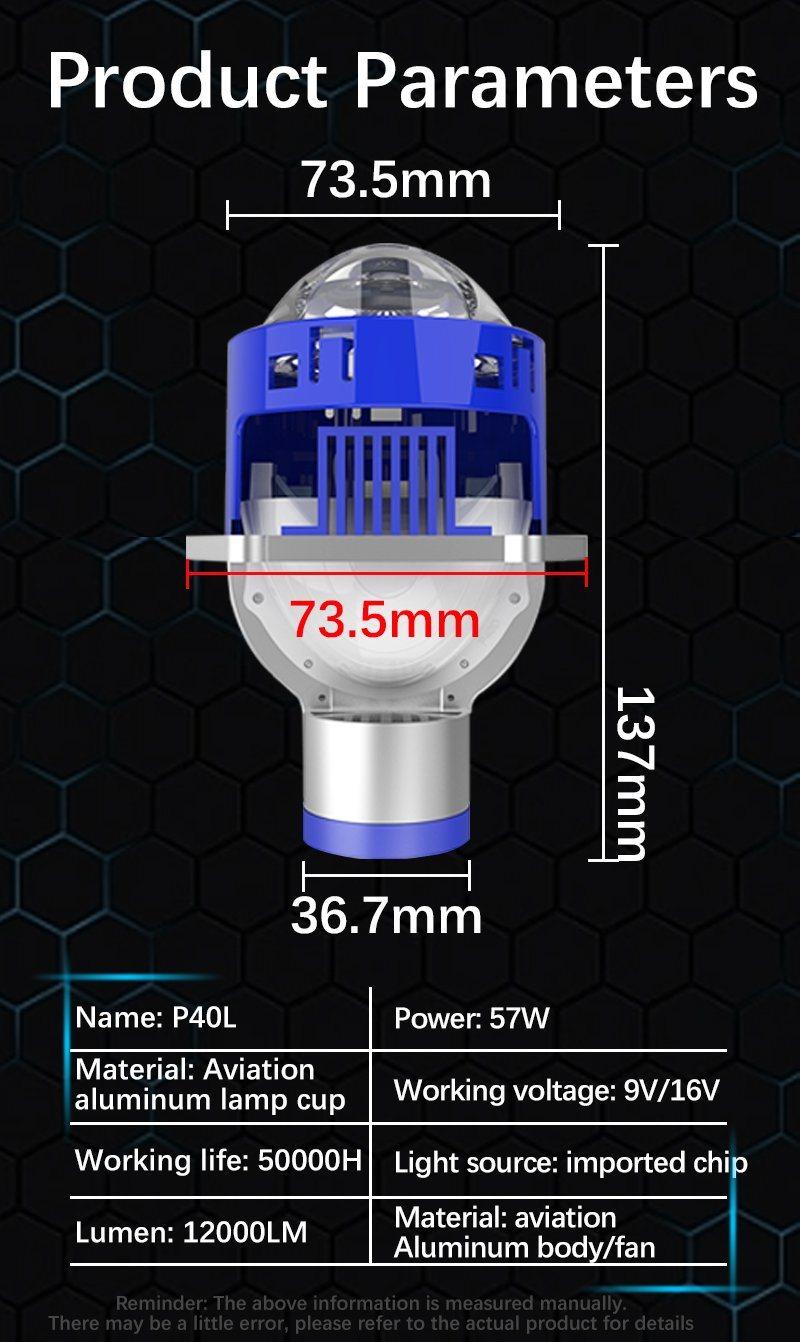 New Upgraded Laser Spotlight P40L LED Laser Projection Lens 12V57W 5500K Integrated Drive P40L LED Headlight Projection Lens