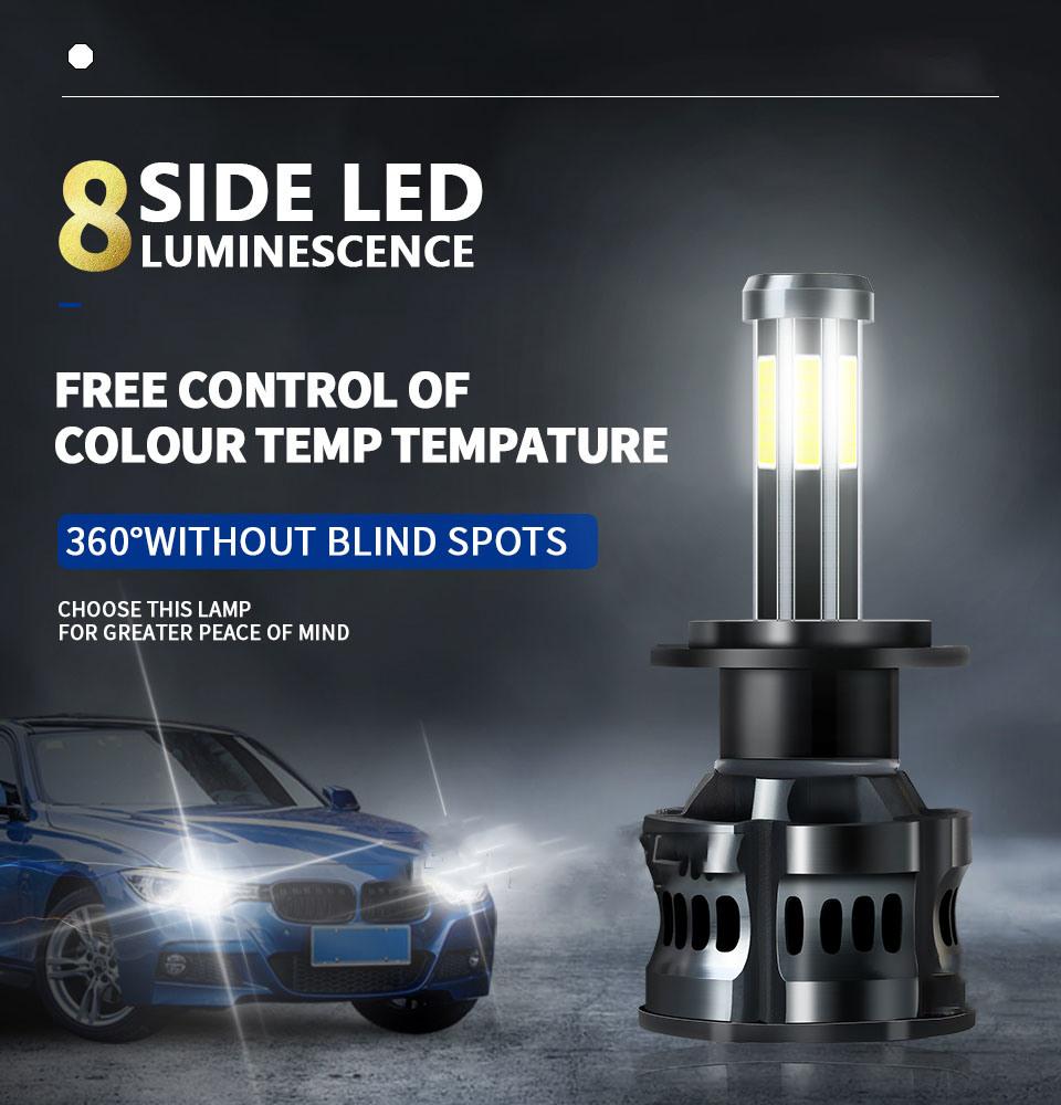 Super Bright 8 Side Csp Chip 150W IP68 16000lm 6000/6500K 9-32V H4 H3 H7 9005 9006 LED Canbus LED Headlight Bulb