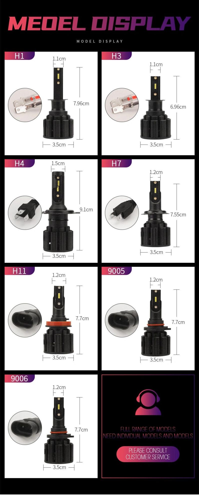 Strong Light 12V 50W Car LED Headlights H1 H3 H4 H7 H11 9005 9006 Bulbs S8 LED Spotlight for Car