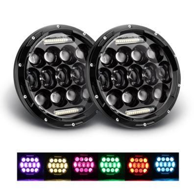 Newest Music APP Bluetooth Control Color Changing Driving Light 7&quot; Inch RGB LED Headlight for Jeep Wrangler