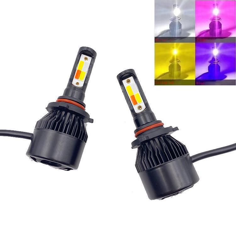 S2 Four-Color 4 Side LED Car Headlight H4 LED H7 Red blue Yellow and White H11 H3 S2 LED Headlight