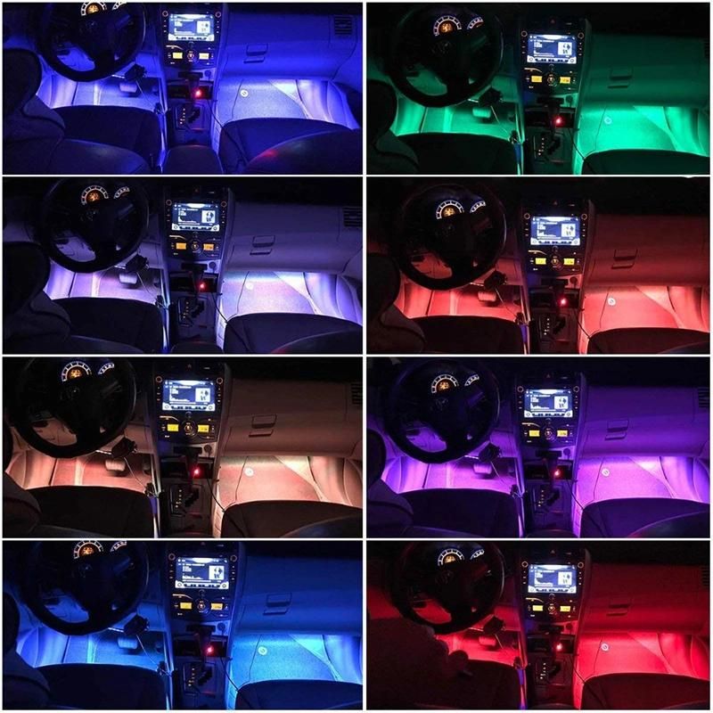 4PCS Music Control Car Decorative Lamp USB LED Strip 12V 5V RGB 5050 SMD Waterproof Interior Atmosphere Lamp with Remote