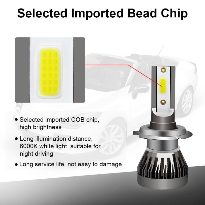 LED COB Car Headlight Bulbs H7 H4 90W 12000lm White High Power 6000K Auto Mini Headlamp Fog Light