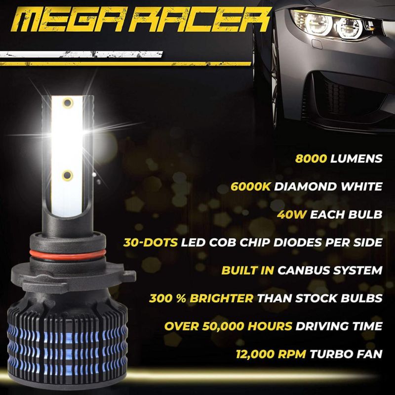 High Power K20 LED Headlight 80W 12000lm Highlight H7 H4 9005 9006 H1 6000K 9-32V Csp Chip LED Headlight Bulb High Beam Low Beam Lights