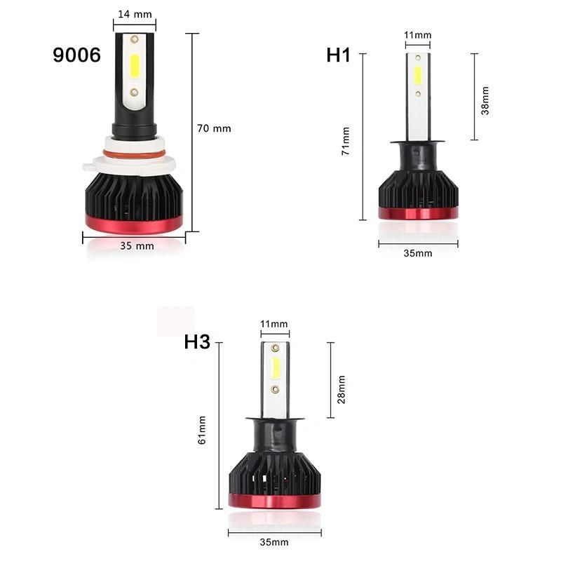 2 PCS H8 / H9 / H11 DC 9-32V 36W 3000lm 6000K IP67 LED Car Headlight Lamps, with Mini LED Car Headlight H7 H4 Driver and Cable (White Light)