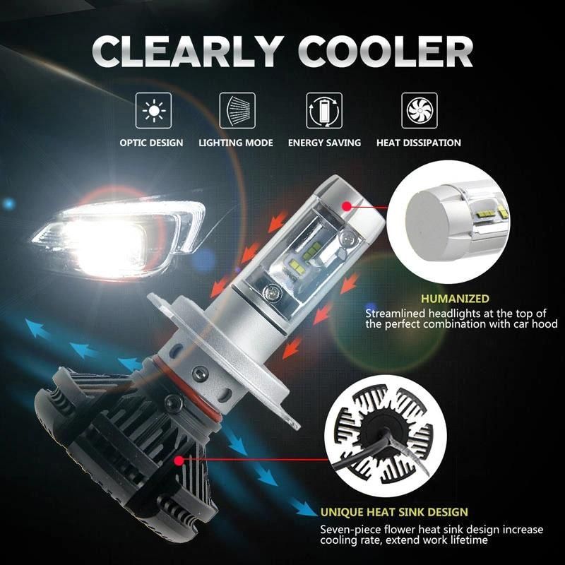 2PCS X3 LED Headlight 50W 6000lm LED Car Headlight 3000K/6500K/8000K Zes Chip H1 H11 9005 H4 9006 H7 LED Car Light