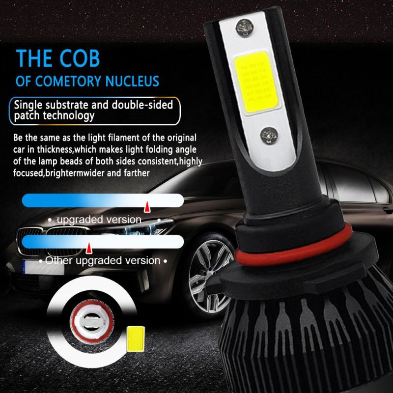 Factory Wholesale Auto Headlamp Black Color C6 9005 H13 H7 H4 COB LED Bulb Car Headlight for All Car