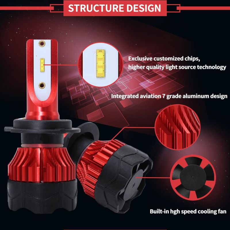 Car LED Headlight Bulb K5 Auto Lamps 72W 24V 8000lm