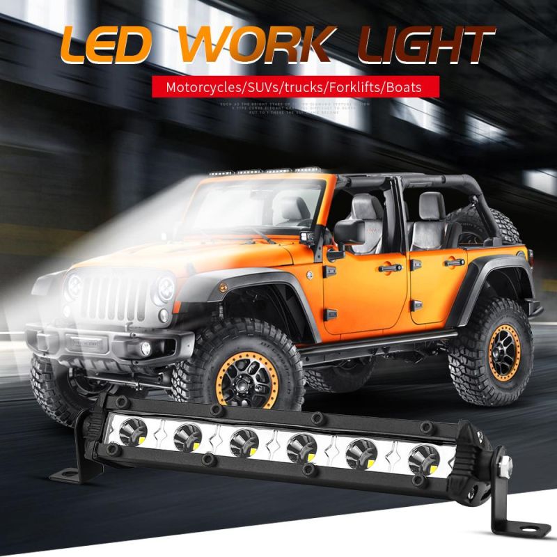 Dxz Ultra-Thin Small Single Row LED Light Bar 6LED 18W Car LED Work Light Auxiliary Lighting Spotlight Drivinglights