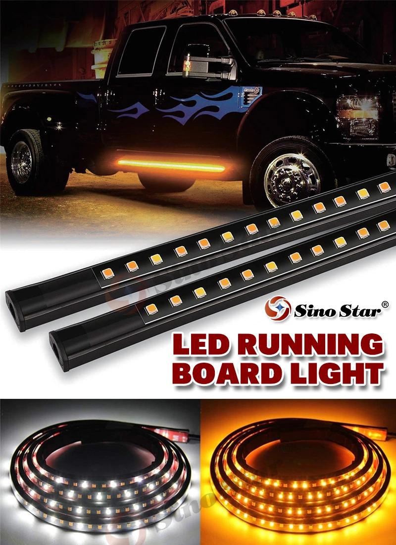 Sw71517020 2PCS 70" LED Running Board Lights Amber Turn Signal Lights Side Maker Lighting Bar Strips for Truck Pickup SUV Van