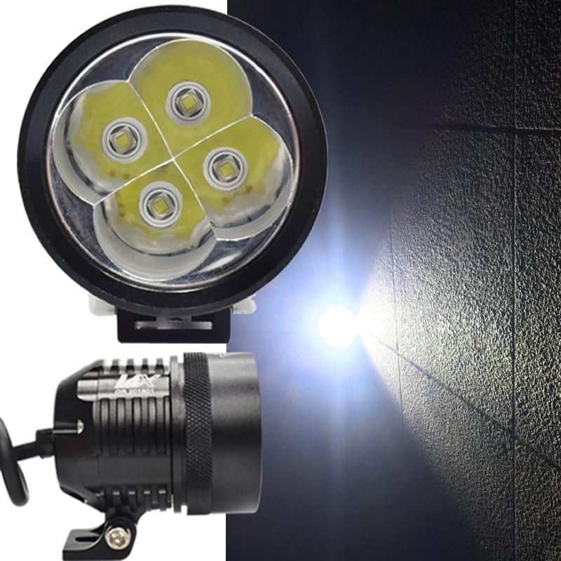 12V 24V 40W Motorcycle LED Driving Lights, 2X High/Low/Strobe Bicycle Dirt Bike Spotlight with Switch